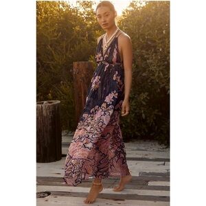 Anthropologie Metallic Cut Out Cover Up Dress